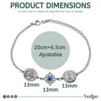 Pulsera Cuádruple Protecciones: Nudo de Bruja, San Benito, Tetragrámaton y Ojo Turco en Acero Inoxidable cotigo