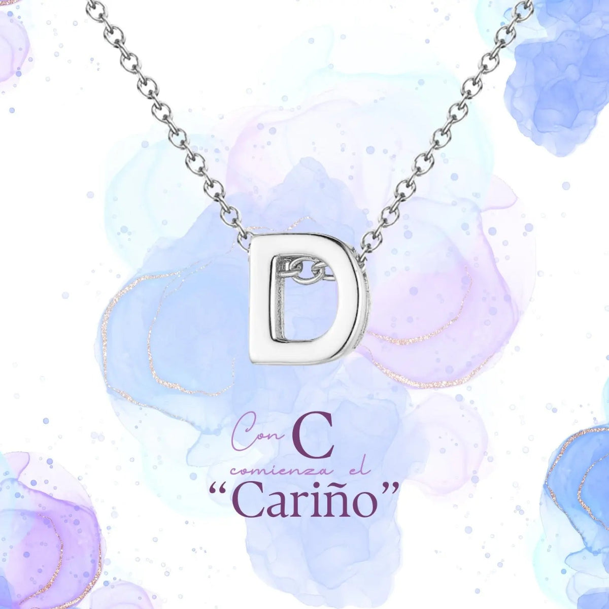 Collar con colgante de inicial letra D de acero inoxidable de alta calidad presentado en caja de regalo, diseño minimalista y elegante.