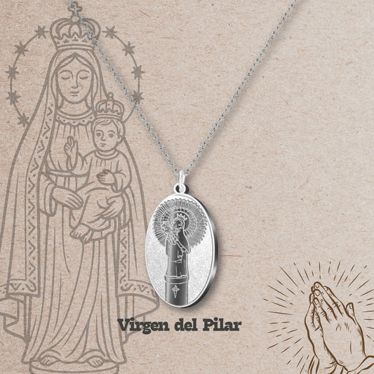 Colgante Acero VIRGEN DEL PILAR color Plateado