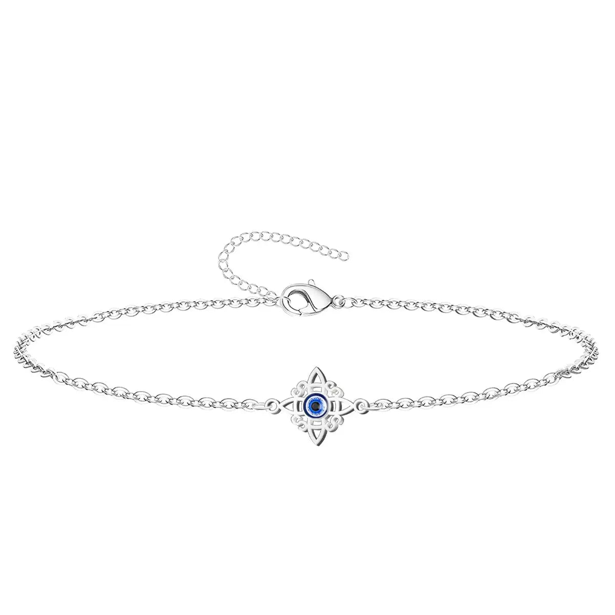Pulsera Nudo de Bruja con Ojo Turco Acero Plateado