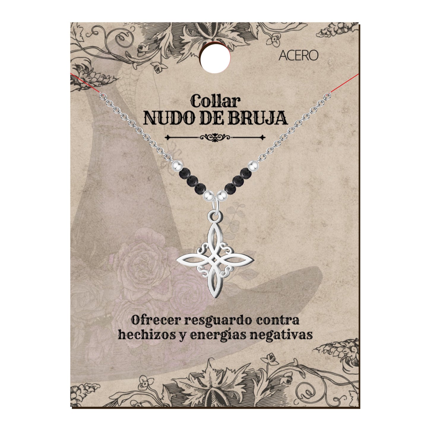 Colgante Nudo bruja Acero Inoxidable color Plateado