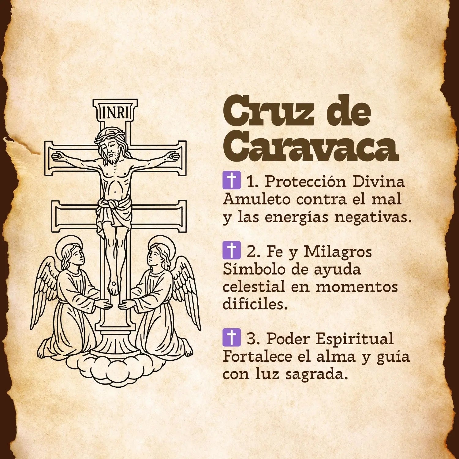 Colgante Cruz de Caravaca en Madera Natural y Acero - cotigo