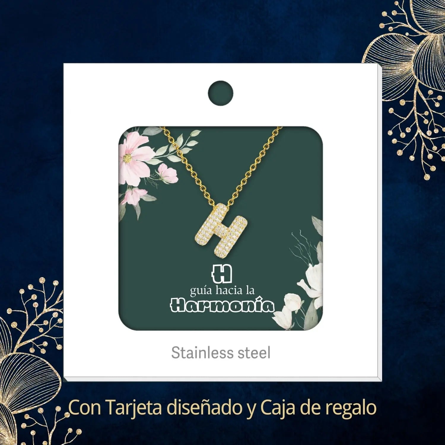 Colgante Letra inicial H con Piedra Circonita - cotigo