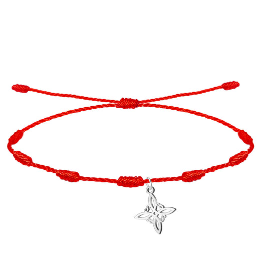 Pulsera 7 nudos con Colgante Nudo bruja Acero Inoxidable color Plateado