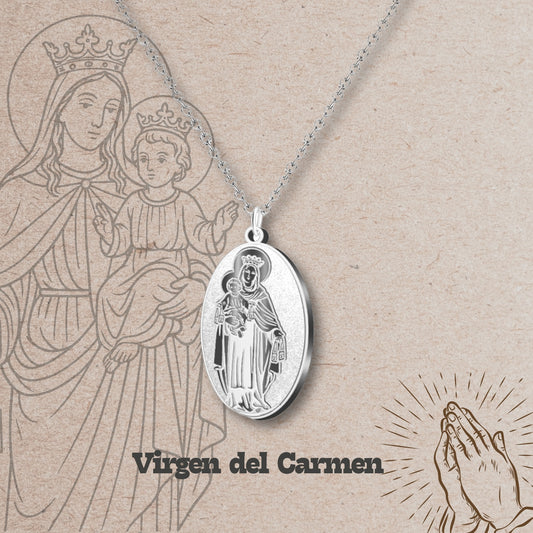 Colgante Acero Virgen del Carmen color Plateado