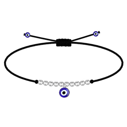 Pulsera Ojo turco Acero con Cordon Hilo encerado
