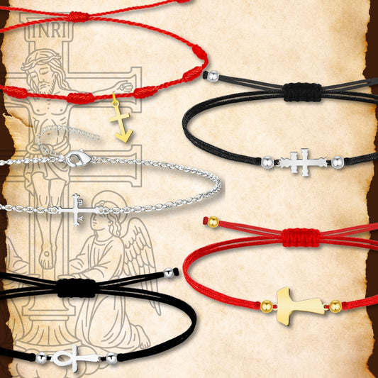 Pulsera Cruz Caravaca Acero Inoxidable, Cruz de la Victoria, Cruz Tau, Cruz Egipcia, Cruz de Santiago