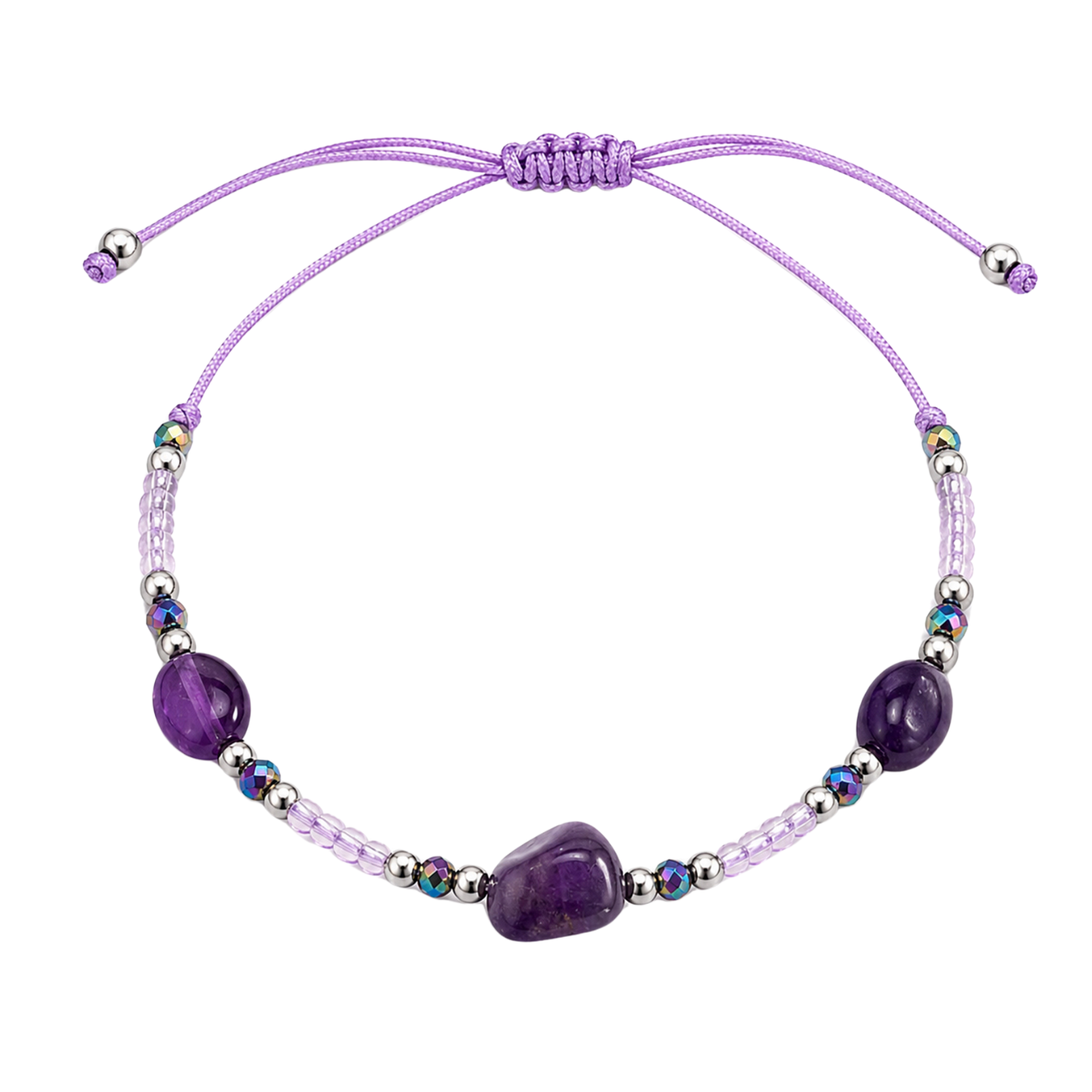 Tobillera Boho de Amatista Natural
