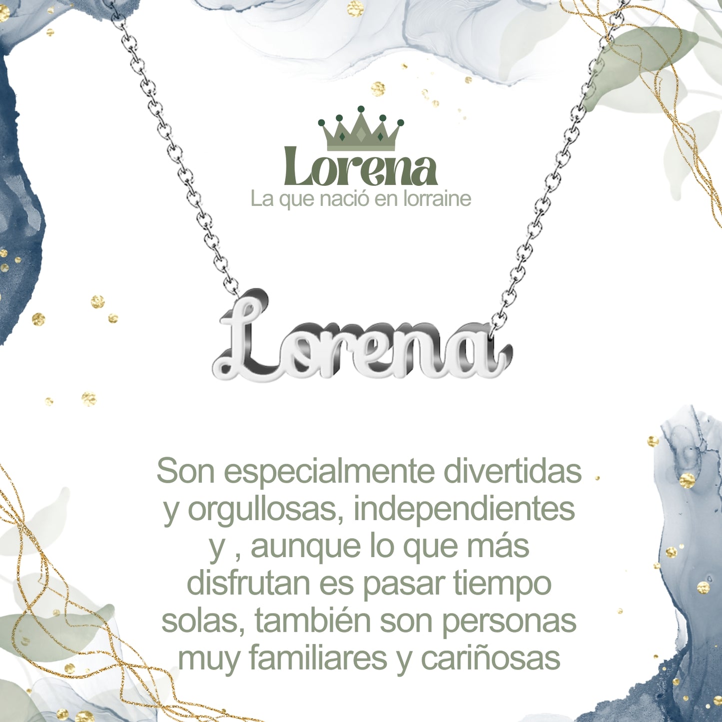 Collar con Nombre en Acero Inoxidable, Color Plateado, Incluye Tarjeta con el Significado de 60 Nombres + Caja de Regalo  y Pulsera 7 Nudos de Regalo