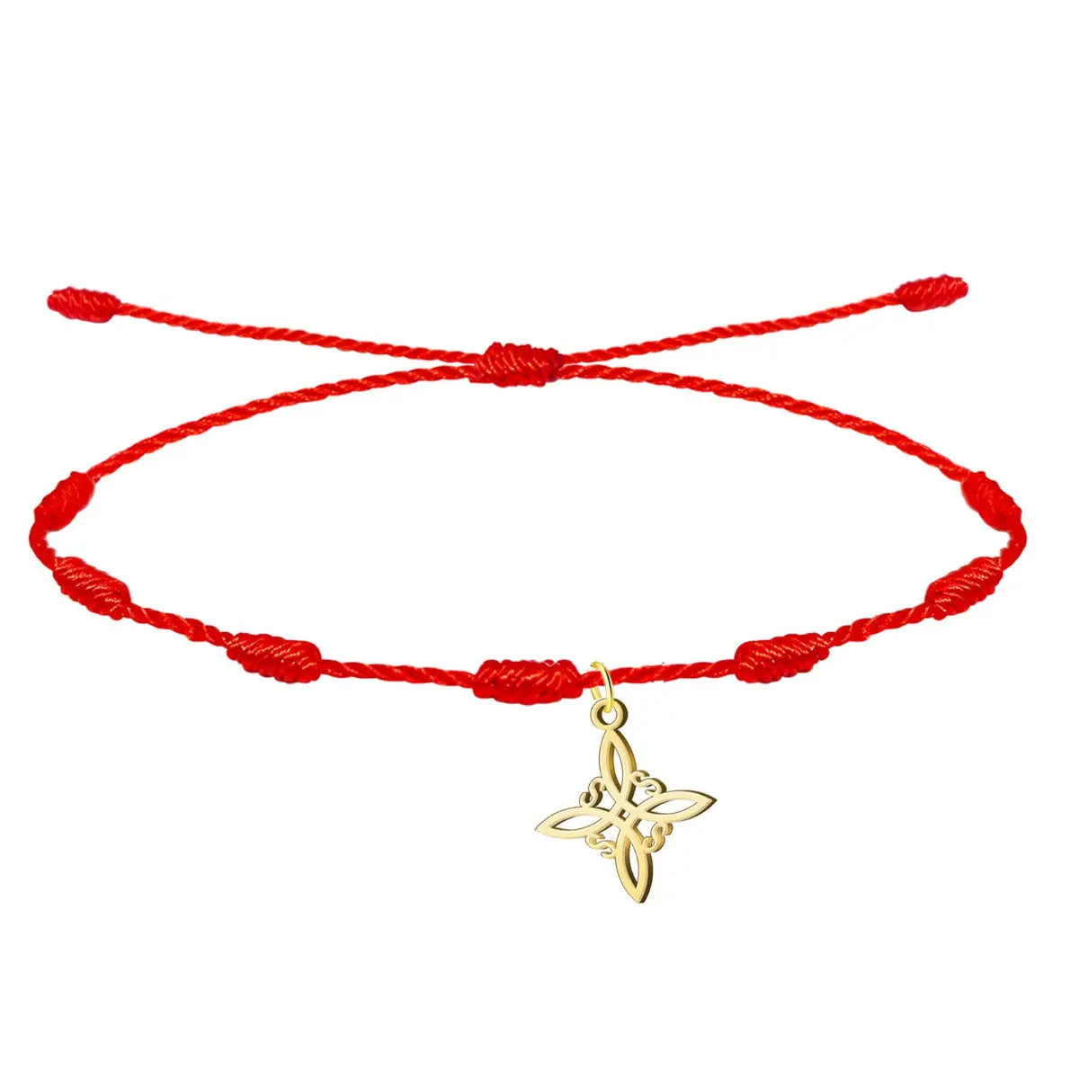 Pulsera 7 nudos con Nudo de Bruja en acero dorado