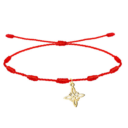Pulsera 7 nudos con Colgante Nudo bruja Acero Inoxidable color Dorado