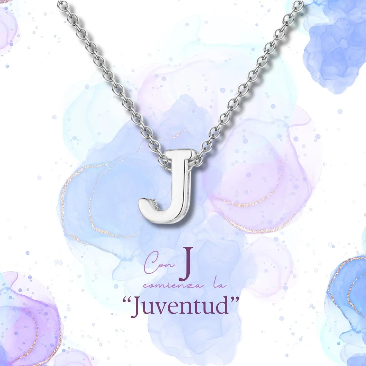 Collar con colgante de inicial letra J de acero inoxidable de alta calidad presentado en su caja de regalo, diseño elegante y atemporal.