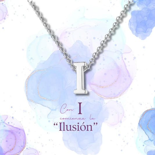 Collar con colgante de inicial letra I de acero inoxidable de alta calidad presentado en su caja de regalo, ideal para joyería con nombre.