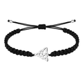 Pulsera Hilo Negro con Nudo de la Trinidad Acero Plateado