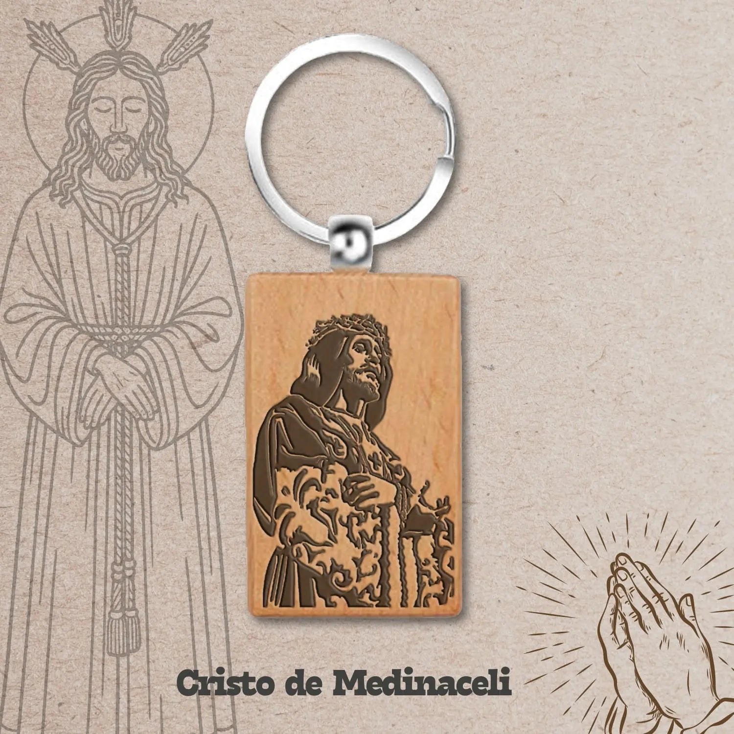 Llavero de Madera con CRISTO DE MEDINACELI - cotigo