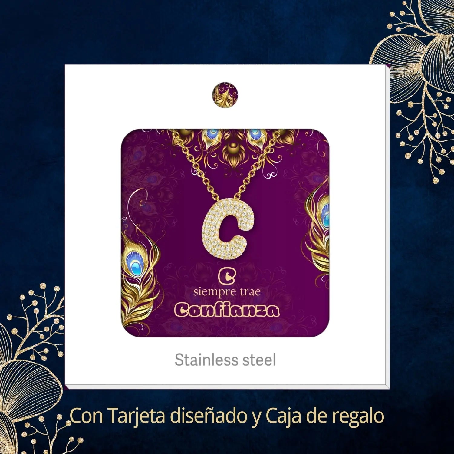 Colgante Letra inicial C con Piedra Circonita - cotigo