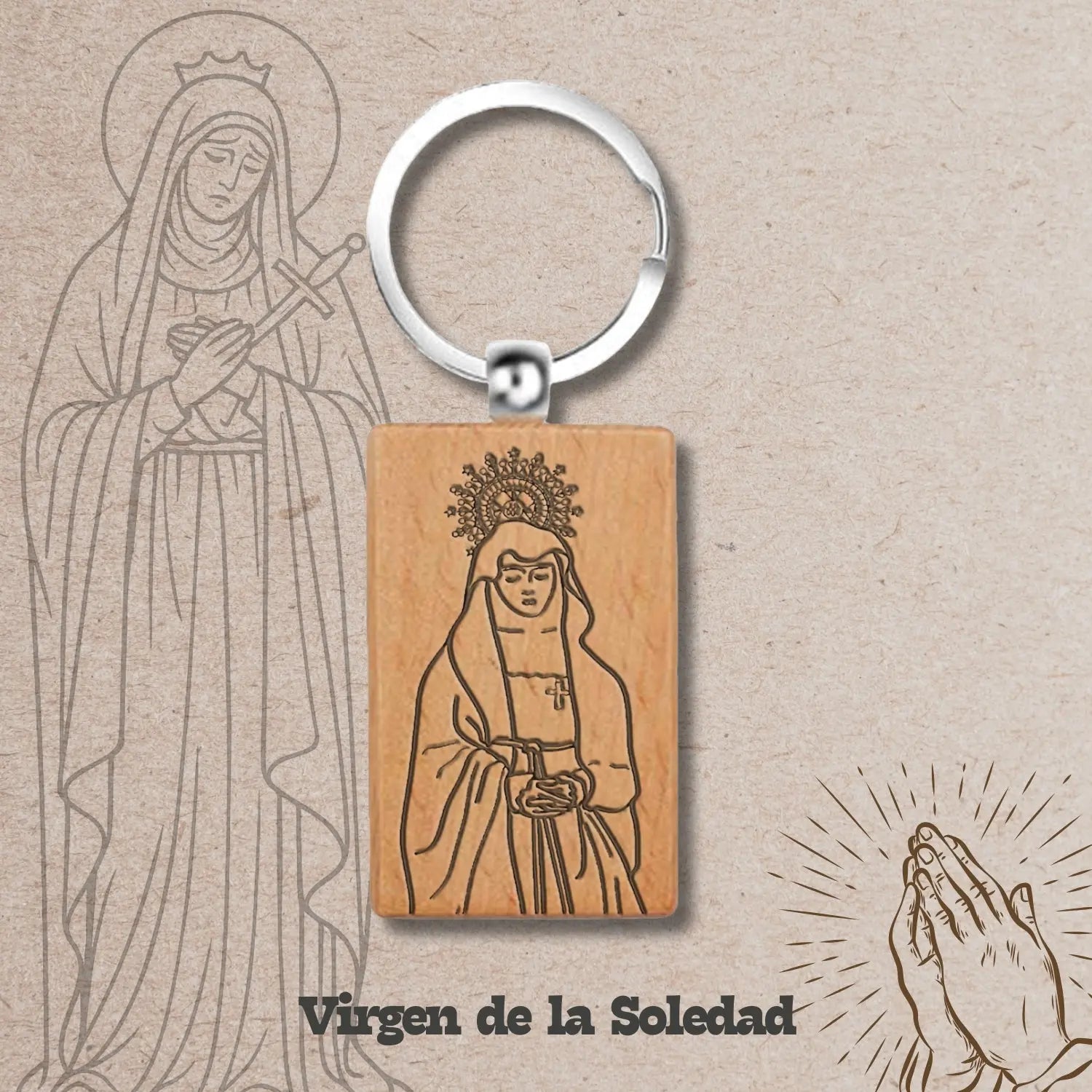 Llavero de Madera con Virgen de la Soledad - cotigo