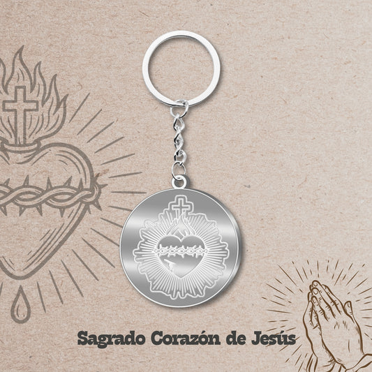 Llavero sagrado corazón de jesús Acero Inoxidable