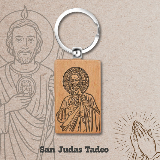 Llavero de Madera con SAN JUDAS TADEO