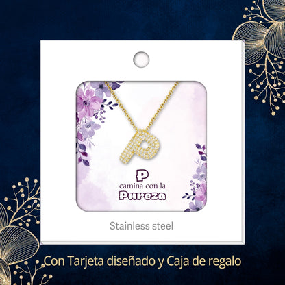 Colgante Letra inicial P con Piedra Circonita