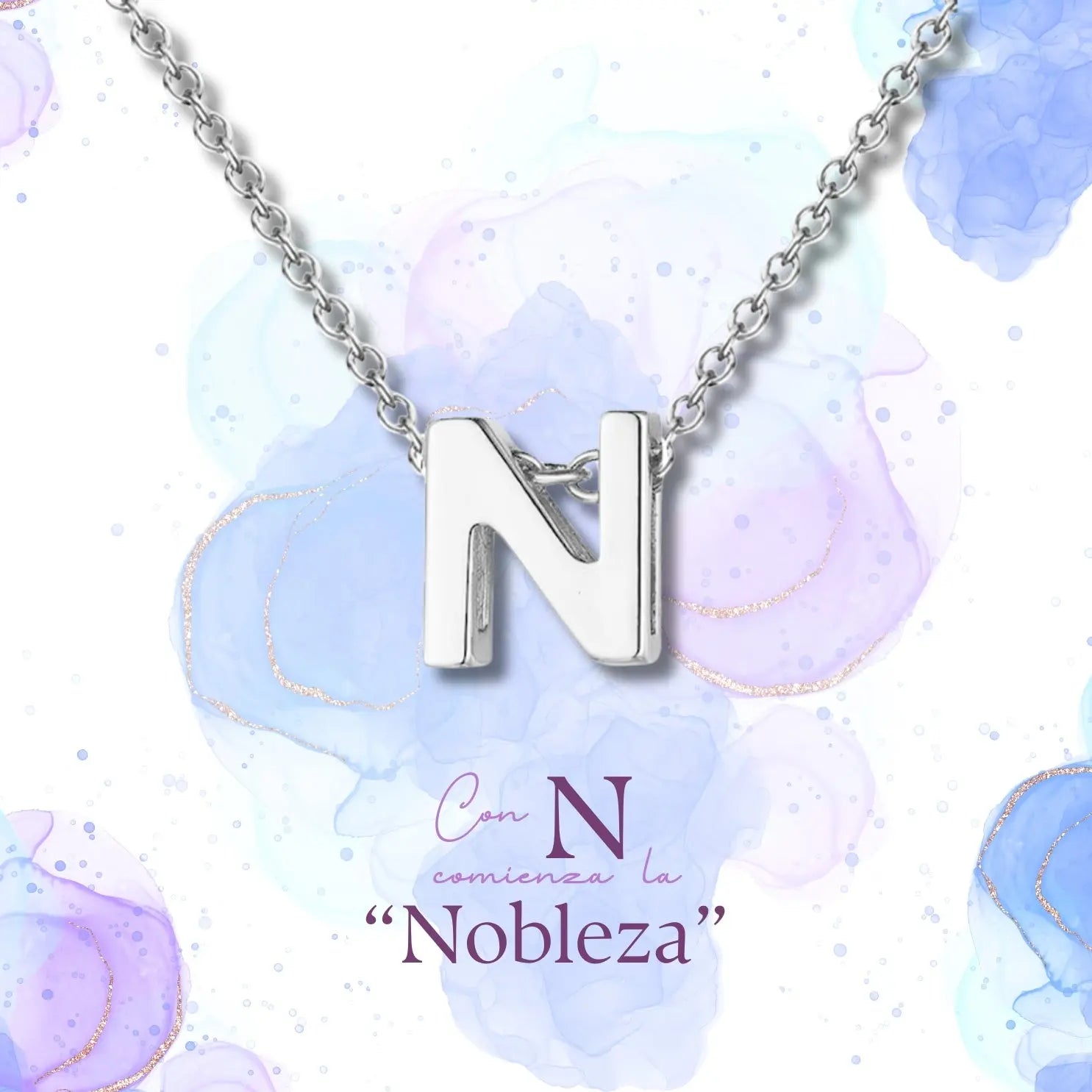 Collar con colgante de inicial letra N de acero inoxidable de alta calidad presentado en su caja de regalo, diseño elegante y personalizado.