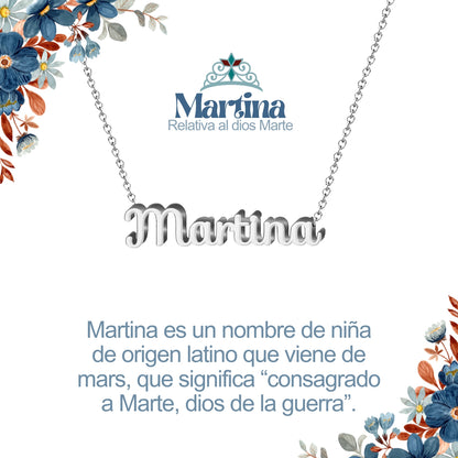 Collar con Nombre en Acero Inoxidable, Color Plateado, Incluye Tarjeta con el Significado de 60 Nombres + Caja de Regalo  y Pulsera 7 Nudos de Regalo