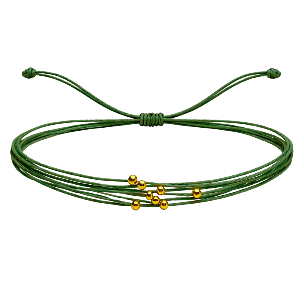 Pulsera Multihilo Encerado con Cuentas de Acero Inoxidable