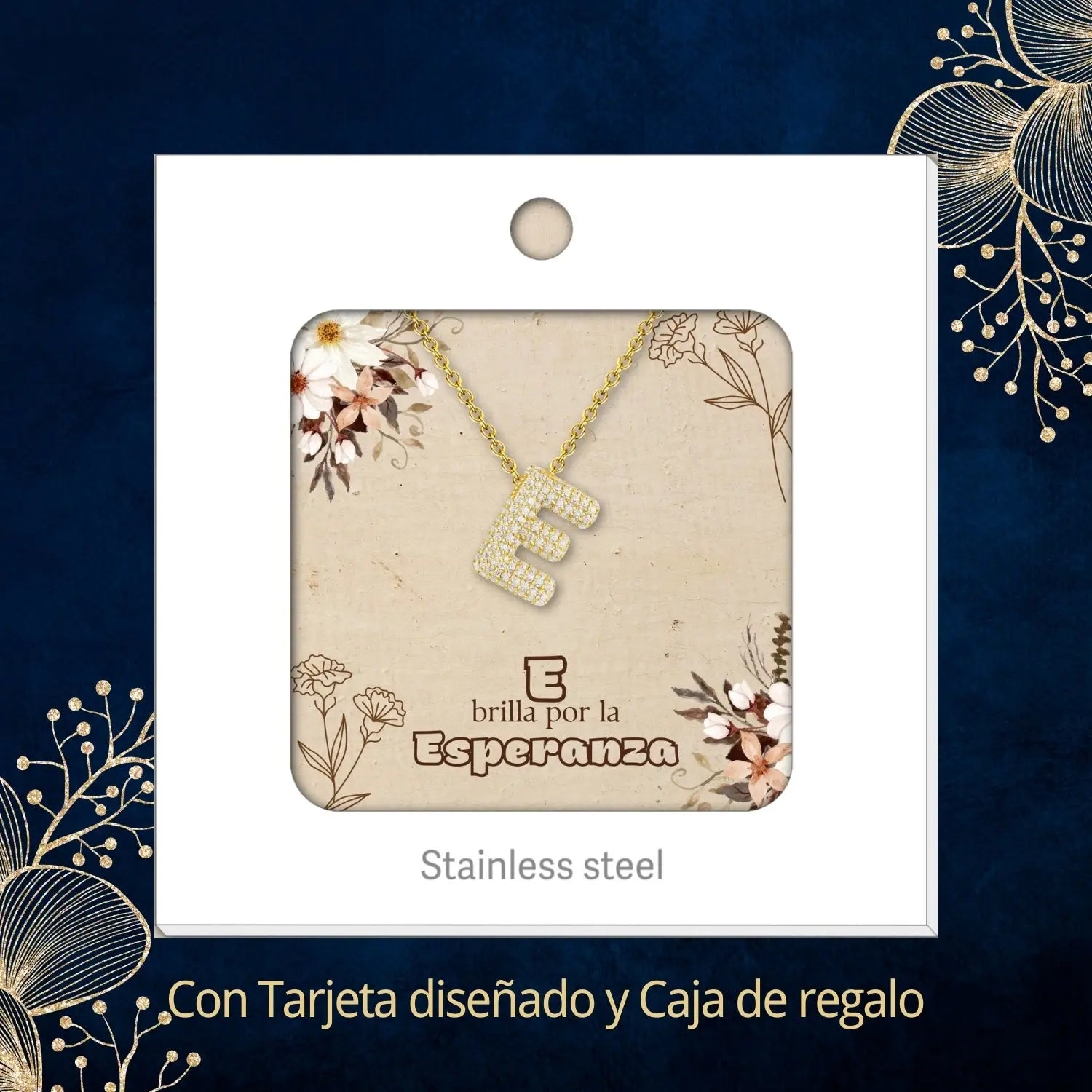 Colgante Letra inicial E con Piedra Circonita - cotigo