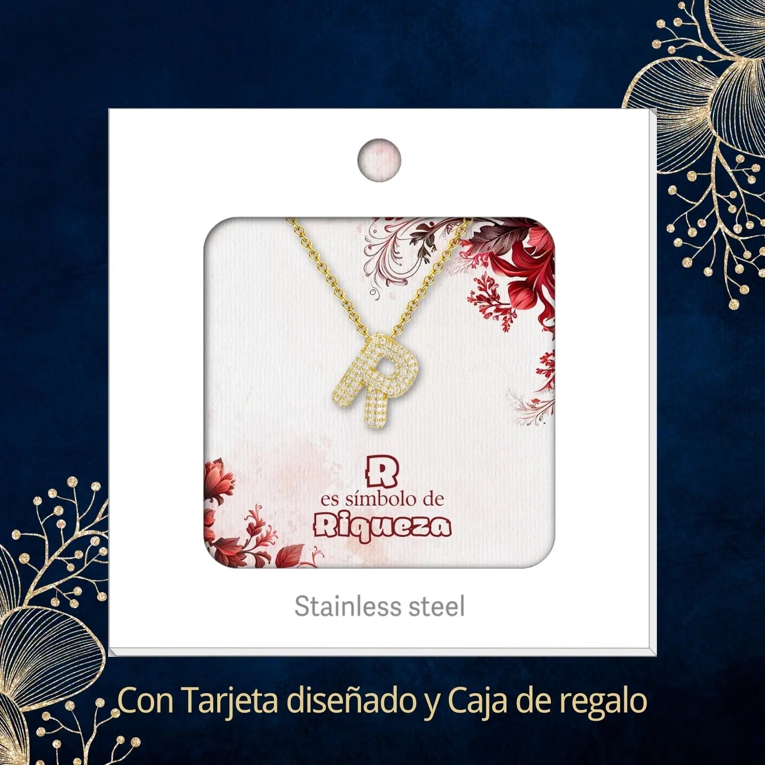 Colgante Letra inicial R con Piedra Circonita - cotigo