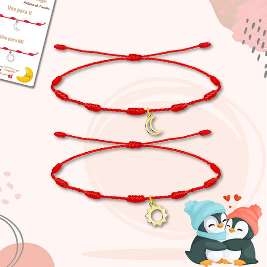 2 pulseras 7 nudos 💕 Una para ti, una para mí. Regalo con significado para Amor, Pareja, Amistad, Familia