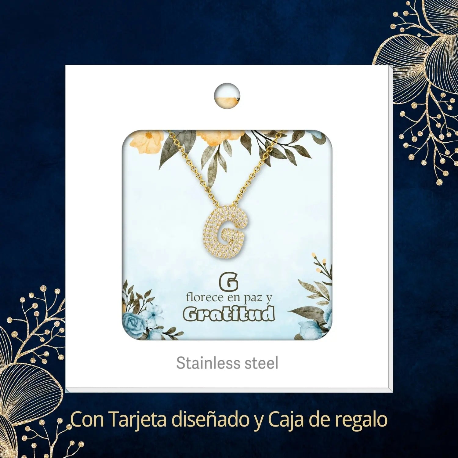 Colgante Letra inicial G con Piedra Circonita - cotigo