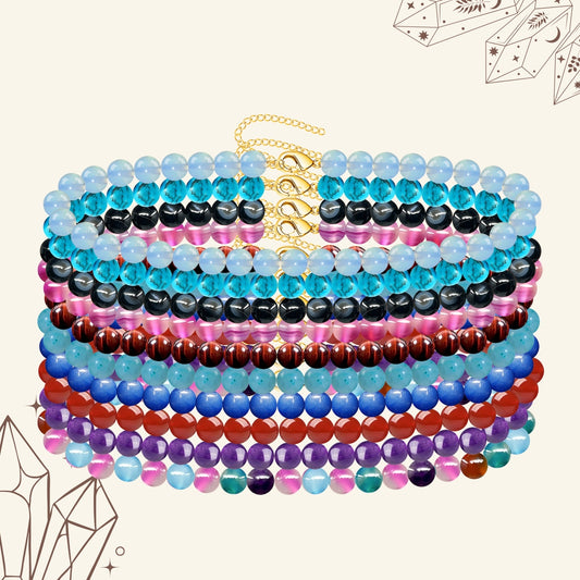 🌿 Pulsera de Piedra Natural 4mm ✨ con Accesorio en Acero Inoxidable 💎 ¡Incluye Pulsera 7 Nudos de Regalo! 🎁