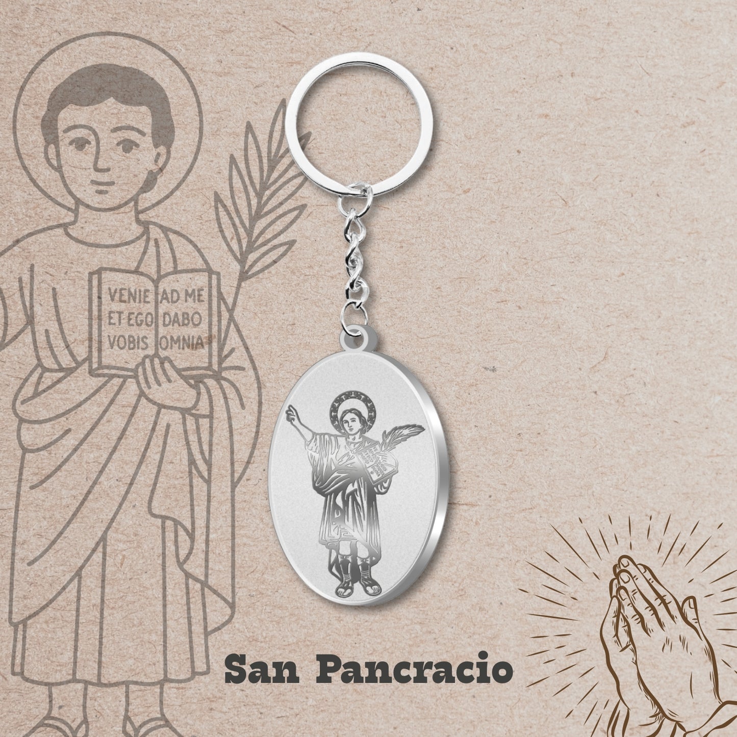 Llavero san pancracio Acero Inoxidable