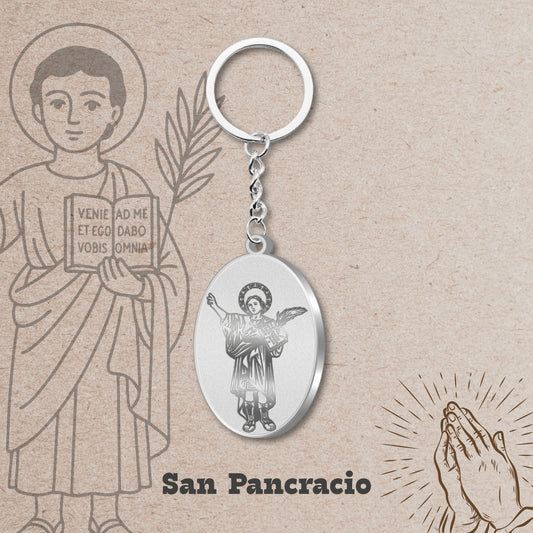 Llavero san pancracio Acero Inoxidable