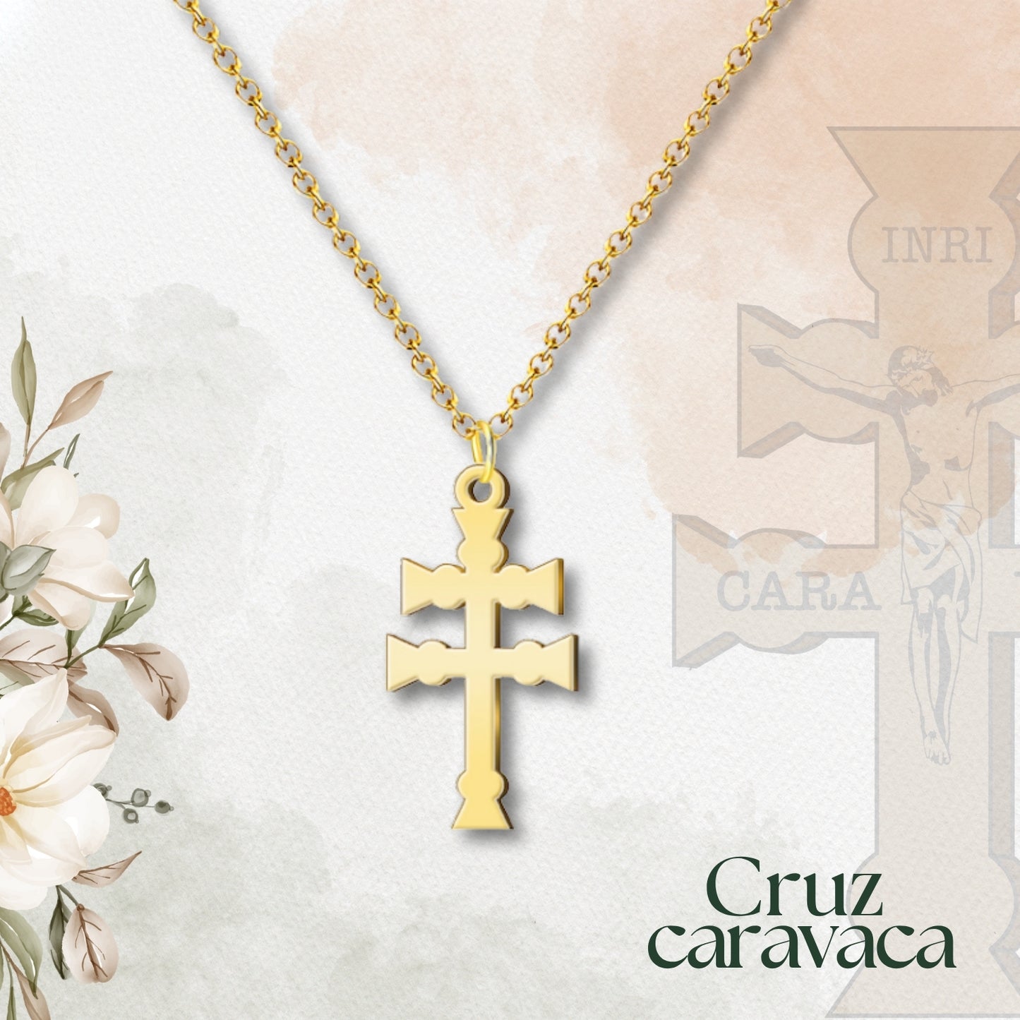 Collar Cruz Caravaca ✝️ | Hecho a mano en acero | Amuleto con tarjeta diseñada | Regalo con intención 💖