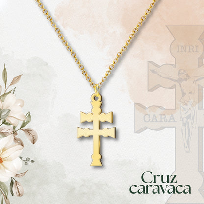 Collar Cruz Caravaca ✝️ | Hecho a mano en acero | Amuleto con tarjeta diseñada | Regalo con intención 💖