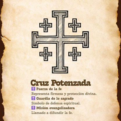 Pulsera 7 Nudos con Cruz Potenzada color Dorado