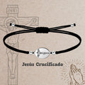Pulsera Hilo Encerado con Jesús Crucificadocolor Plateado - cotigo