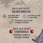 Colgante Nudo de Bruja con Carneola en Acero Dorado cotigo