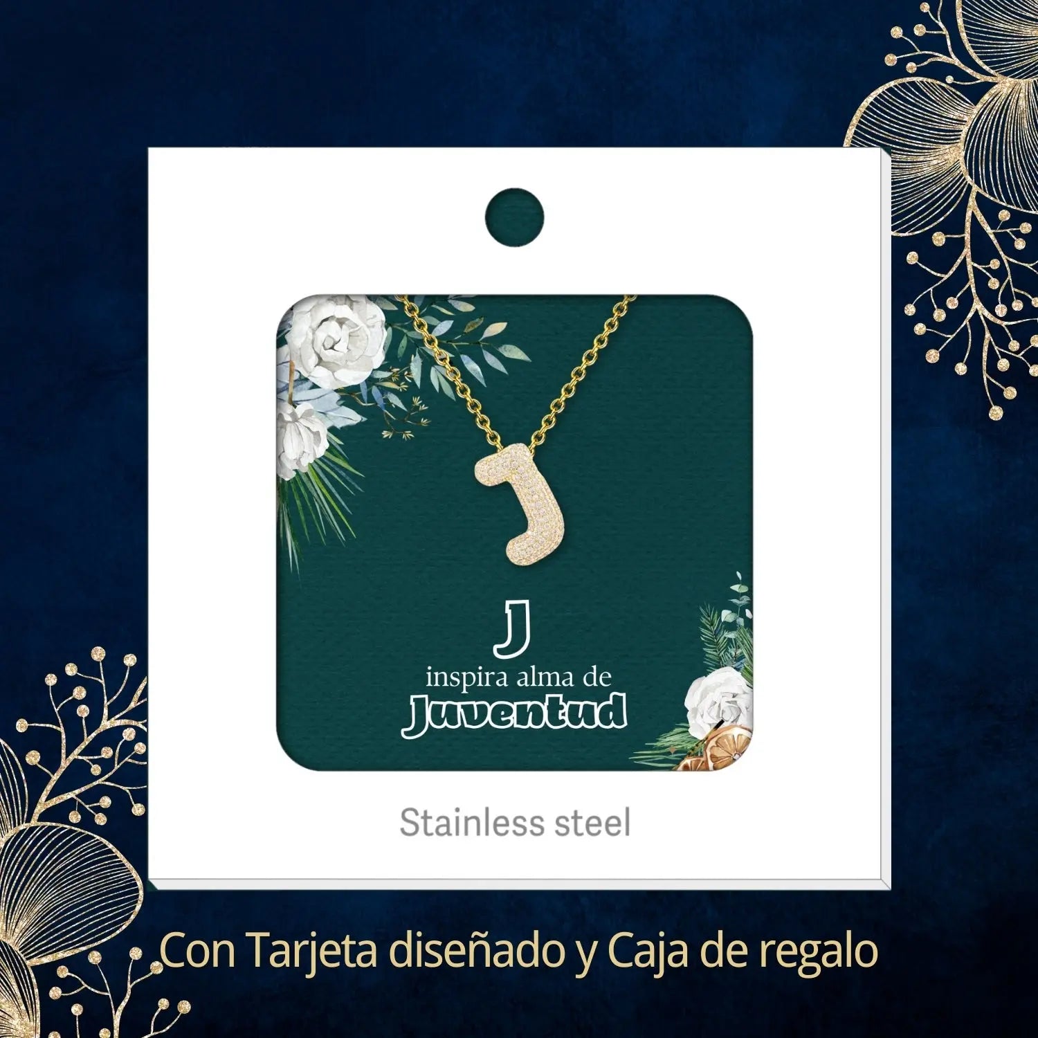Colgante Letra inicial J con Piedra Circonita - cotigo