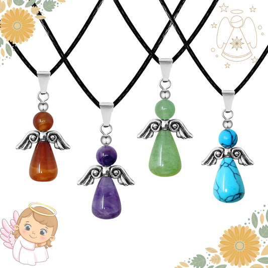 Regalo con intención 💖 Colgante Ángel de la guarda + piedra energética + tarjeta diseñada ¡y pulsera 7 nudos GRATIS!