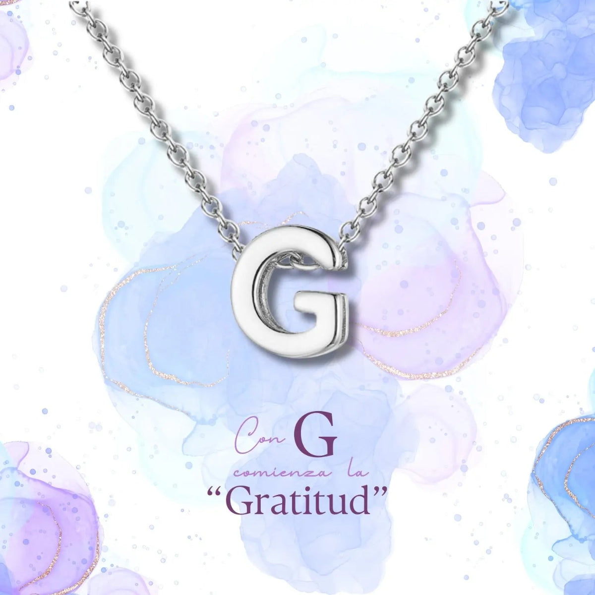 Collar con colgante de inicial letra G de acero inoxidable de alta calidad presentado en su caja de regalo, diseño sofisticado para mujer.