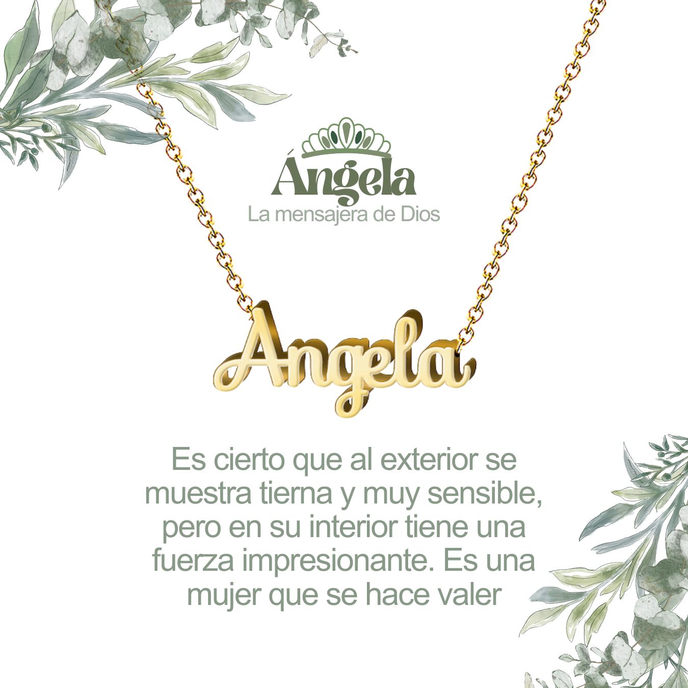Collar con Nombre en Acero Inoxidable, Color Dorado, Incluye Tarjeta con el Significado de 60 Nombres + Caja de Regalo  y Pulsera 7 Nudos de Regalo