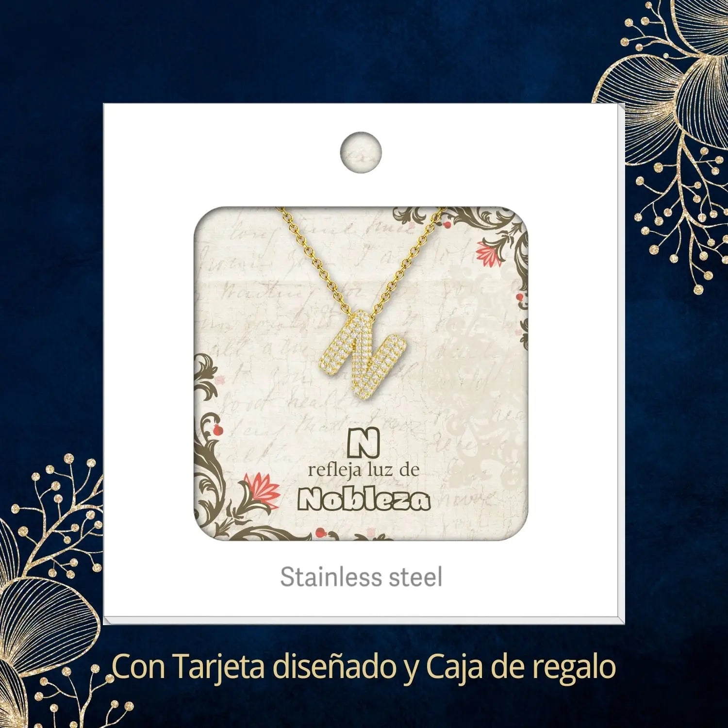 Colgante Letra inicial N con Piedra Circonita - cotigo