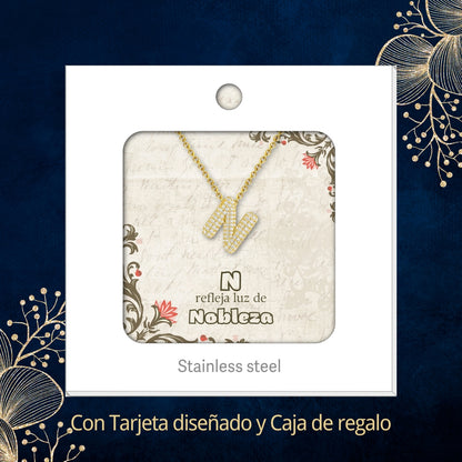 Colgante Letra inicial N con Piedra Circonita