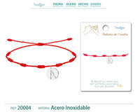 Pulsera 7 nudos con Letra A colo Plateado cotigo