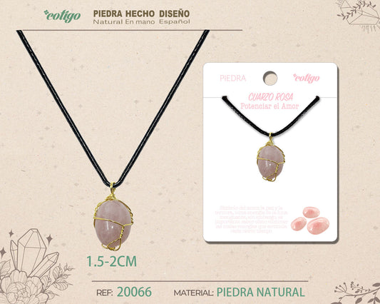 Colgante piedra natural- Cuarzo rosa