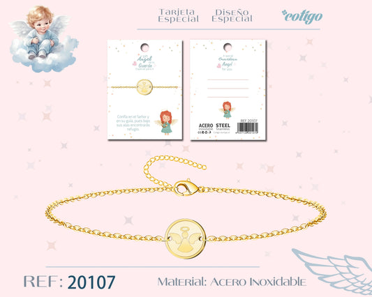 20107-Pulsera Angel de Guarda Acero