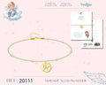Pulsera con medalla de Ángel de la Guarda en acero dorado y tarjeta con oración de fuerza y luz.