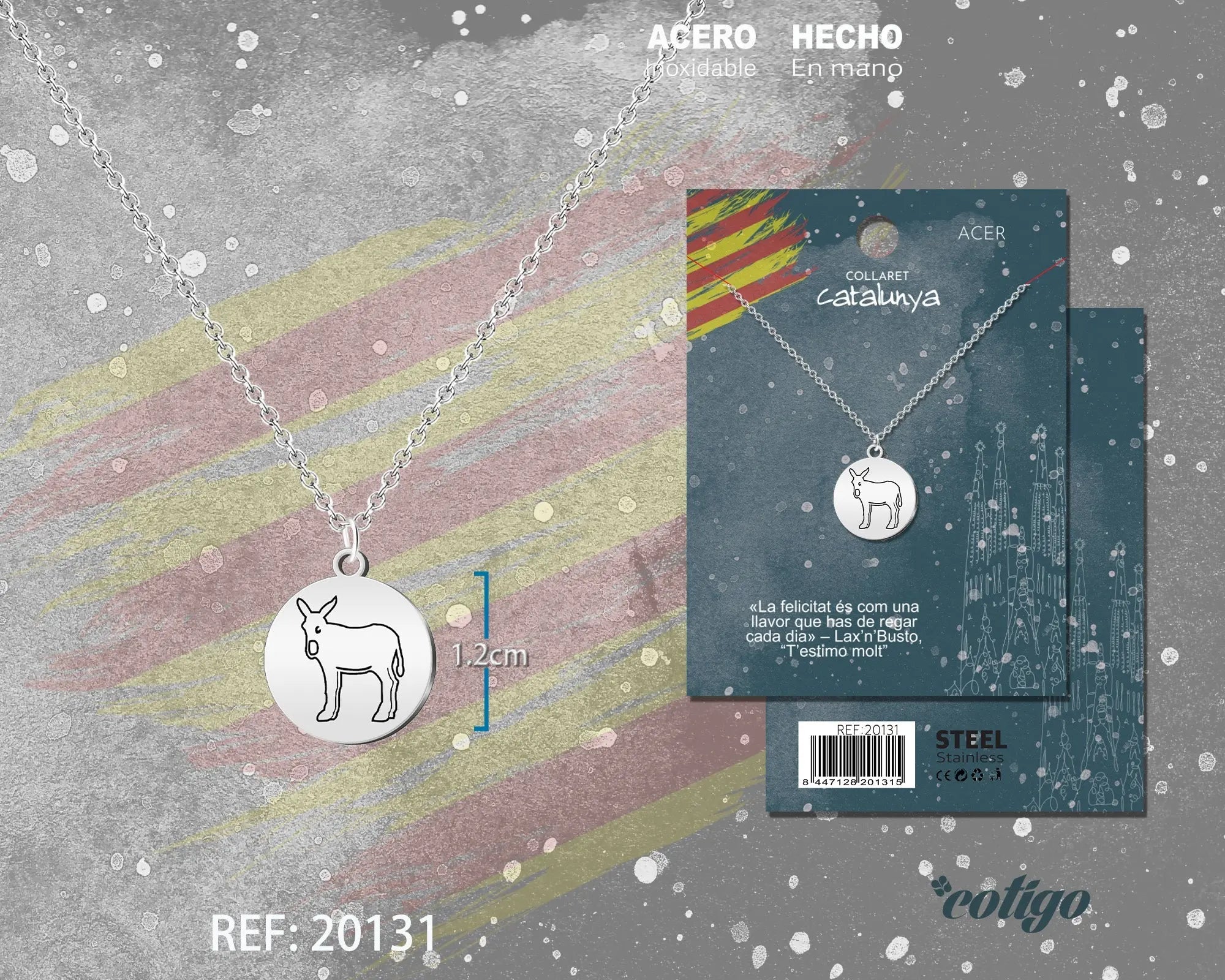 Colgante El Burro Catalán Acero Plateado - cotigo